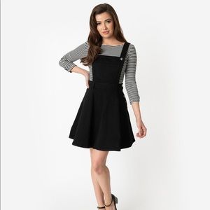 NEW Hell Bunny Black Denim Overall Skirt